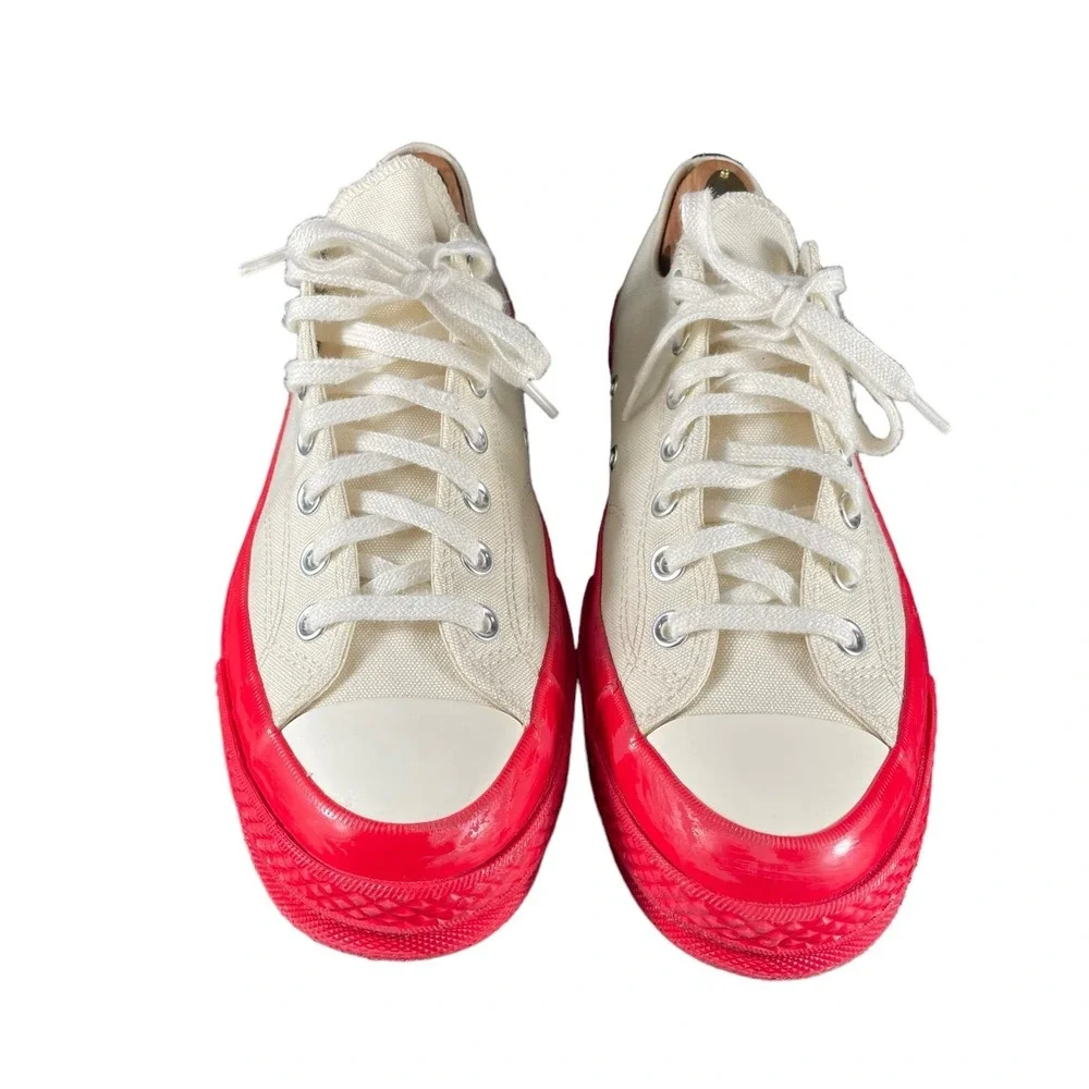 Converse X COMME des GARCONS PLAY CDG Chuck Taylor Low Egret Red Mens Sz US 10